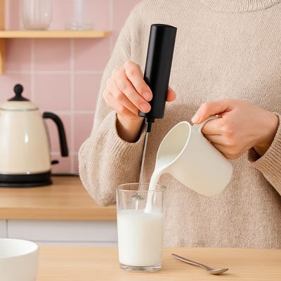 Démonstration de la puissance du mousseur a lait | Crémeux Express pour obtenir une texture veloutée idéale pour les boissons lactées.