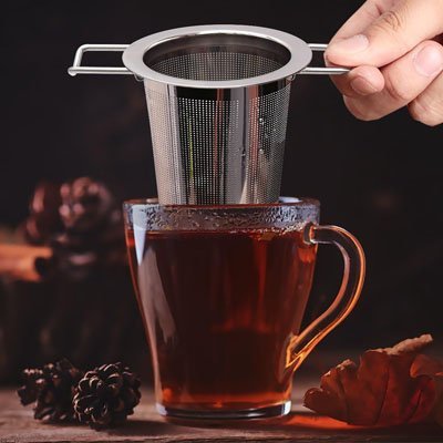 Infuseur à thé en inox 304 poignées doubles détails des mailles fines pour une infusion optimale