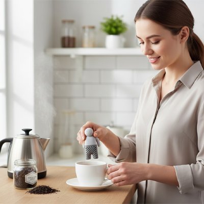 Infuseur à thé | Petit Bonhomme - gris t blanc