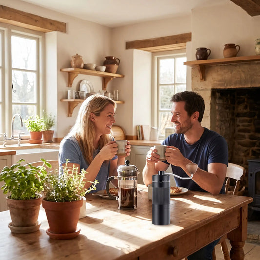 Moulin à café | Précision 6 sur une table  de cuisine champêtre.