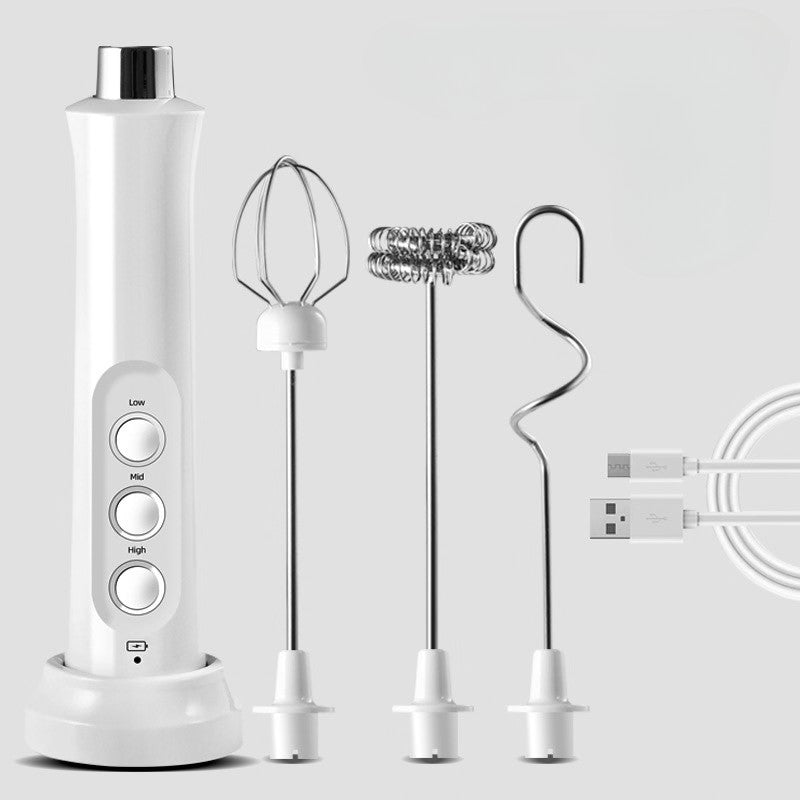Mousseur à lait électrique blanc l'Expert 3-en-un avec accessoires