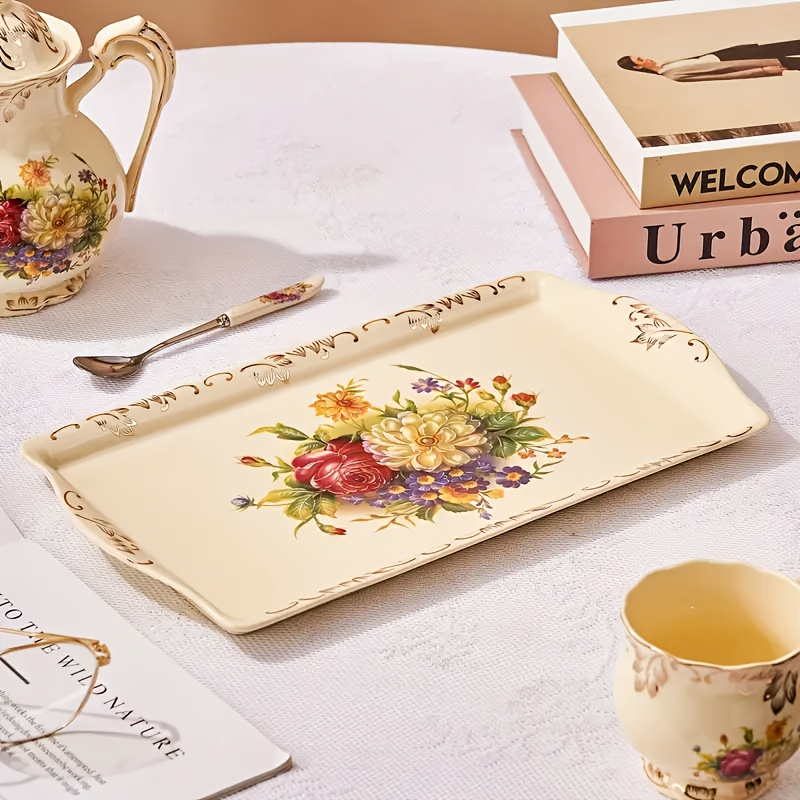 plateau de présentation Service à Thé Héritage Floral pour l'élégance et une harmonie parfaite
