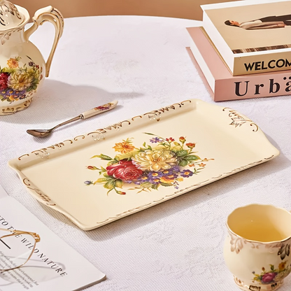 plateau de présentation Service à Thé Héritage Floral pour l'élégance et une harmonie parfaite