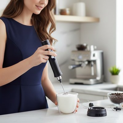 Préparation d'une mousse avec le mousseur à lait électrique | l'Expert 3-en-un.