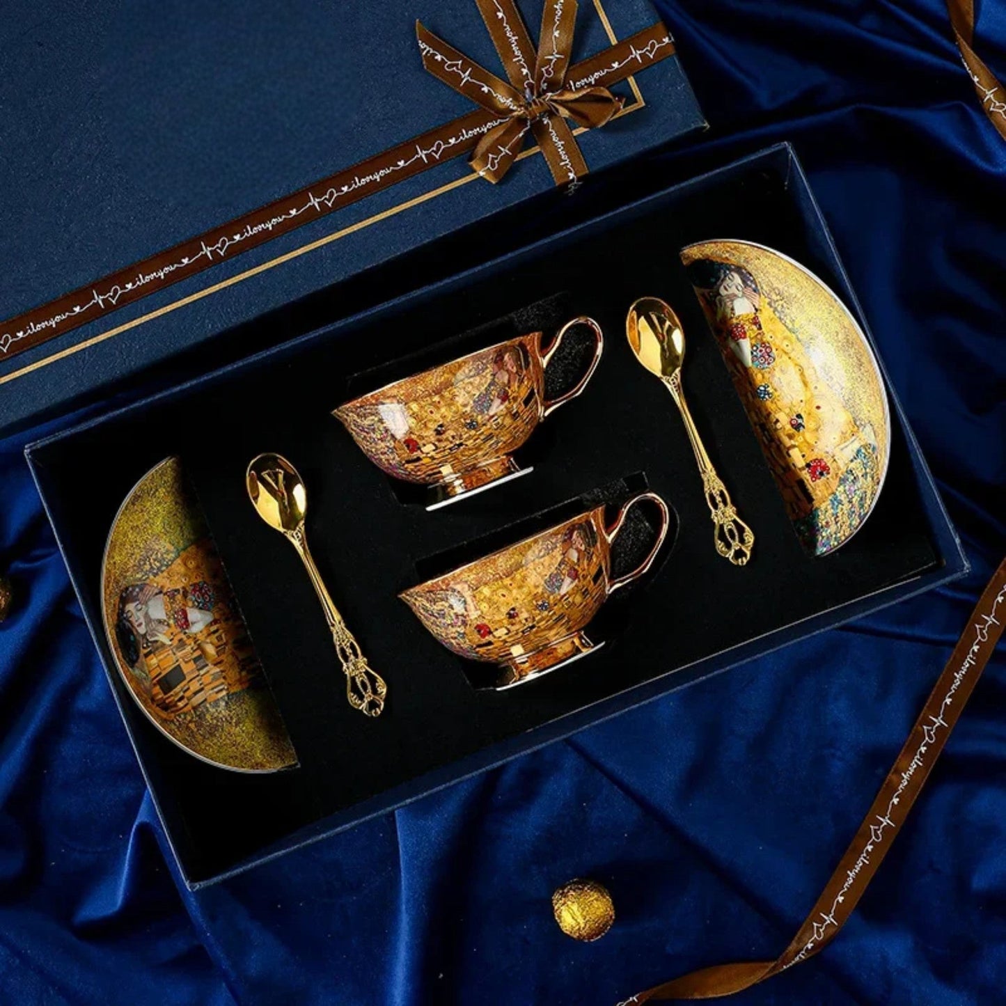 Service à Café  RoyalBaroque Gustav Klimt le baiser coffret de luxe à offrir