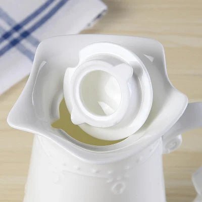 visuel couvercle théière du service à thé WhiteEmbossTea chaleur prolongée